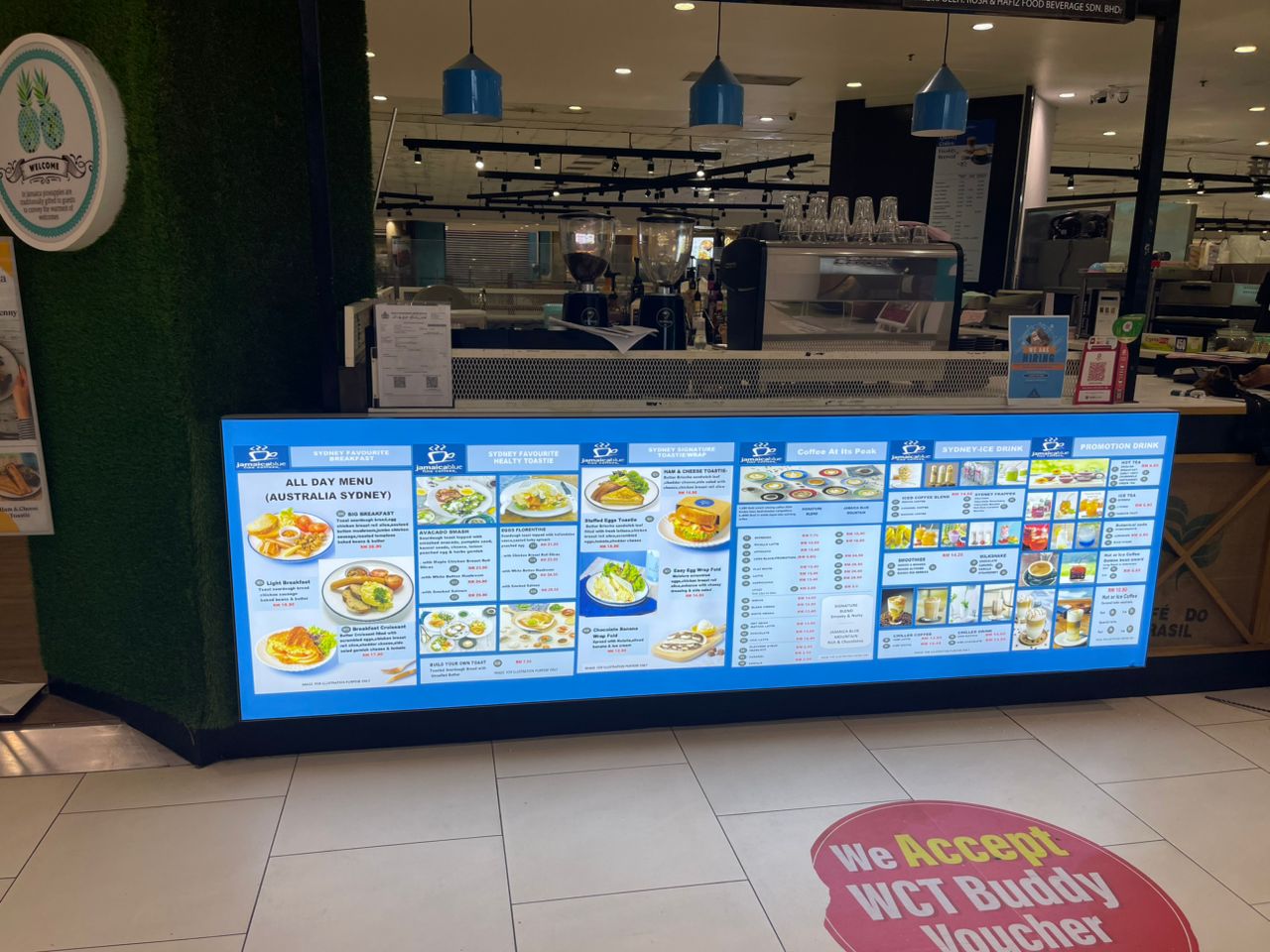 Fabric lightbox menu board for F&B food court stall by A&T JB