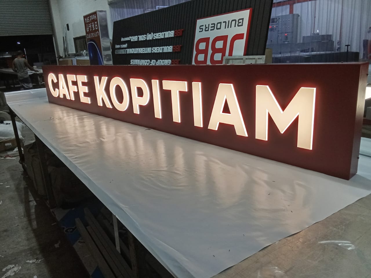 CAFE KOPITIAM crystal lightbox backlit production factory