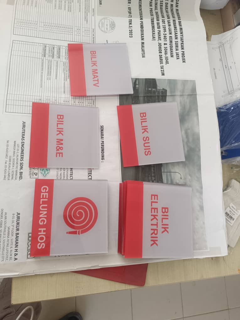 School facility room signs production Bilik Elektrik Bilik M&E