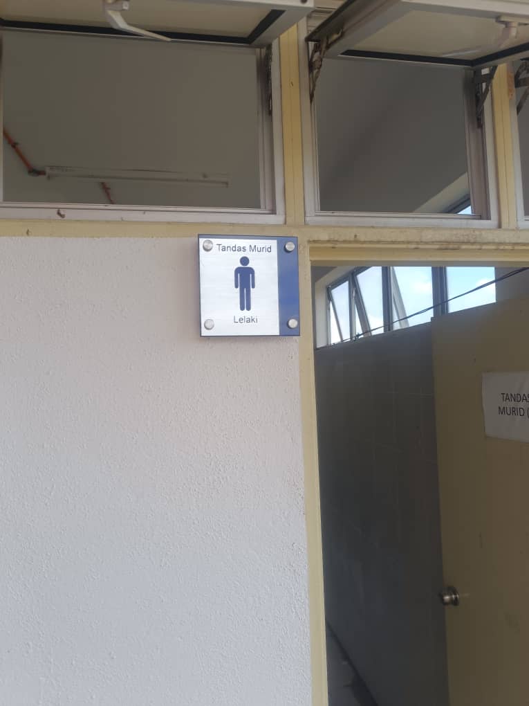 Tandas Murid Lelaki toilet sign secondary school Johor