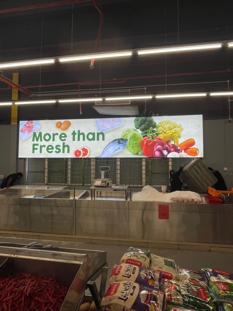 Hwa Thai Supermart indoor fabric lightbox installation LED module fresh produce section