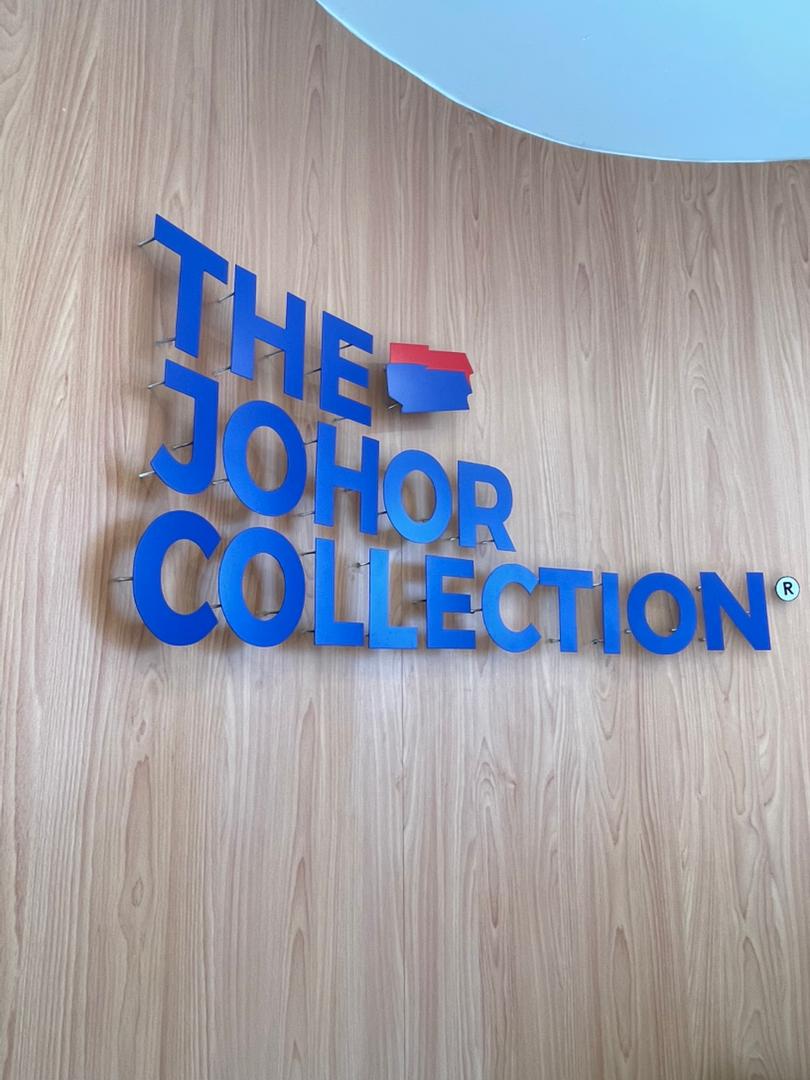 The Johor Collection indoor 3D acrylic wall lettering reception feature wall Kampung Sungai Melayu JB