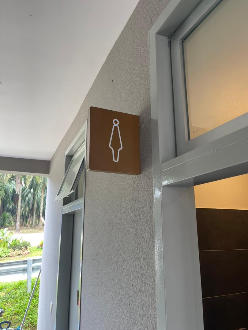 Toilet identification sign brown icon plaque Kampung Sungai Melayu Gelang Patah JB