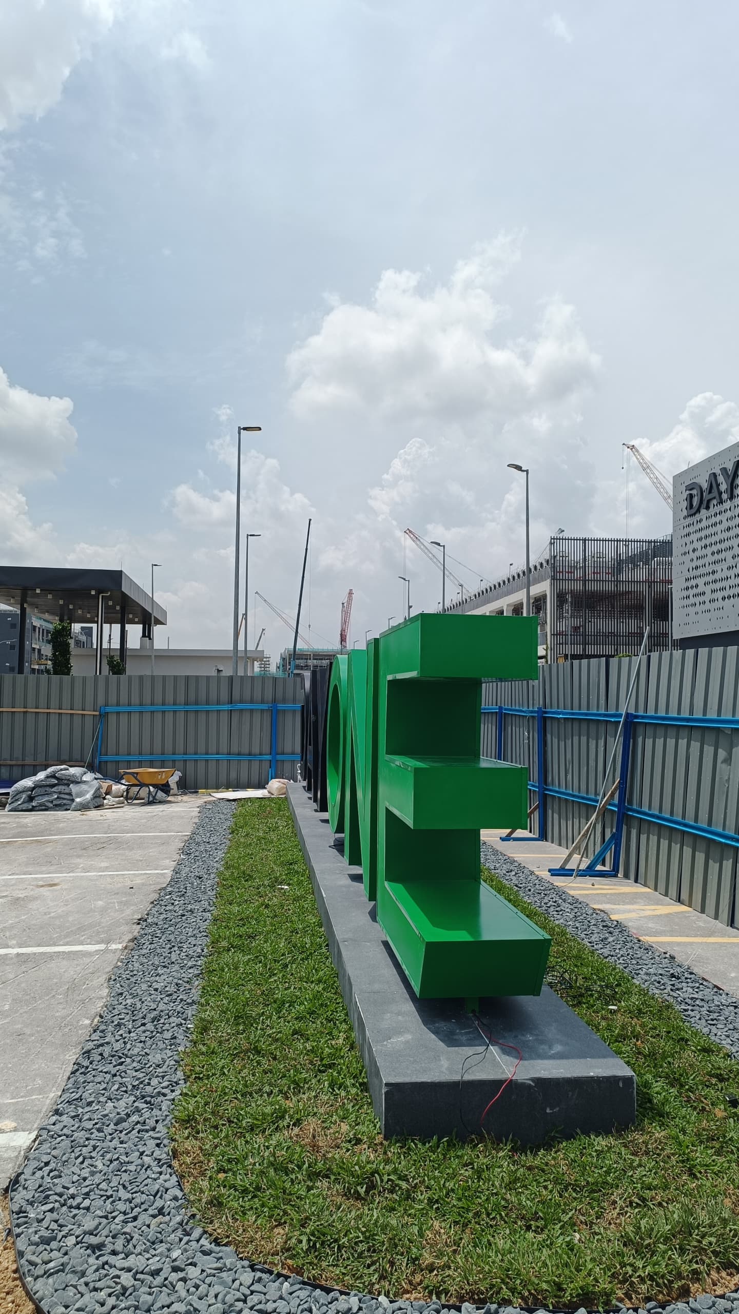 DAYONE freestanding letters side view 500mm depth double faced frontlit Nusajaya JB