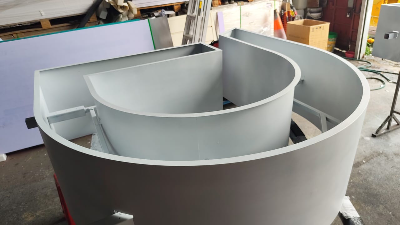 DAYONE O letter circular aluminium box-up fabrication work in progress A&T factory JB